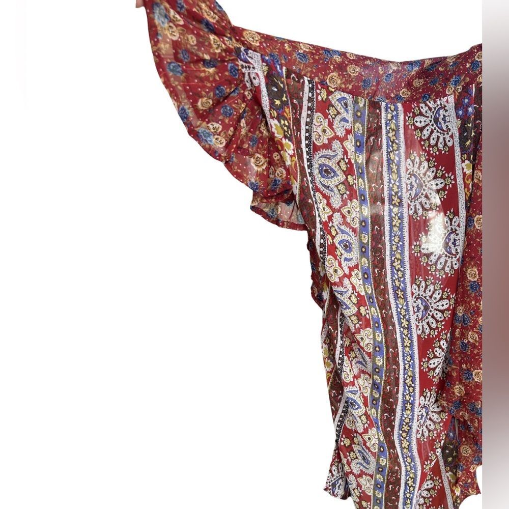 Umgee Kimono- Red Floral Ruffle - Poetcore - Picture 8 of 8